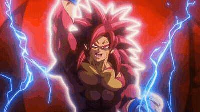A Cartoon Character With Red Hair And Blue Lightning Coming Out Of His Hands . GIF