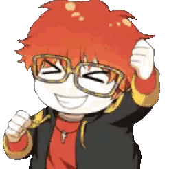 A Cartoon Character With Red Hair And Glasses Is Smiling . Sticker