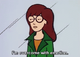 A Cartoon Character With Red Hair And Glasses Says I 'M Overcome With Emotion . GIF