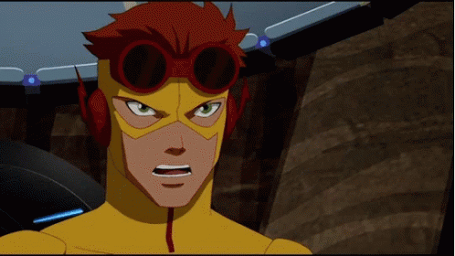 A Cartoon Character With Red Hair And Goggles On GIF