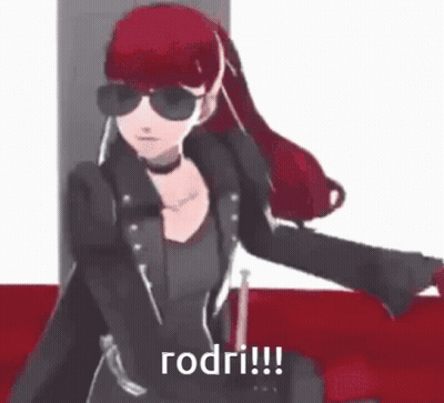 A Cartoon Character With Red Hair And Sunglasses Says Rodri !!! GIF