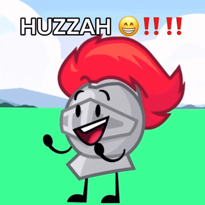 A Cartoon Character With Red Hair And The Words Huzzah Written Above Him GIF