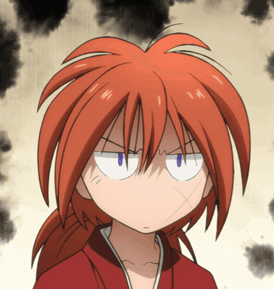 A Cartoon Character With Red Hair And White Eyes Making A Funny Face GIF
