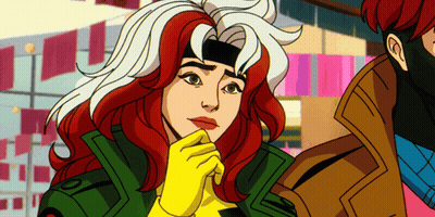 A Cartoon Character With Red Hair And White Hair GIF