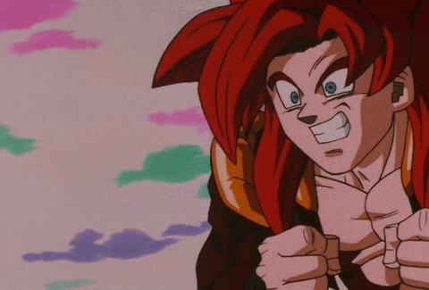 A Cartoon Character With Red Hair Has His Fist In The Air GIF