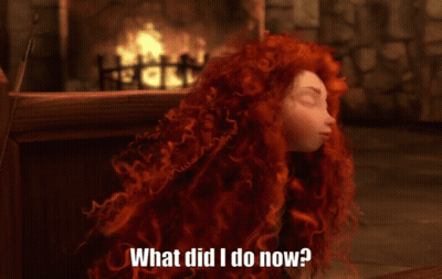 A Cartoon Character With Red Hair Is Asking What Did I Do Now GIF