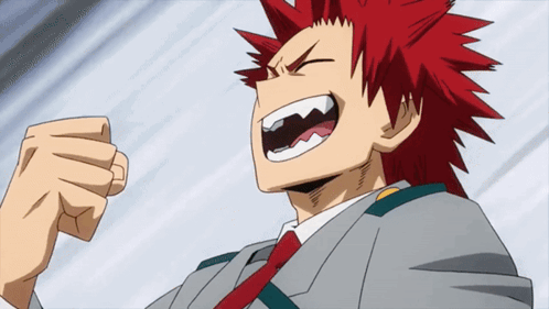 A Cartoon Character With Red Hair Is Making A Fist With His Mouth Open GIF