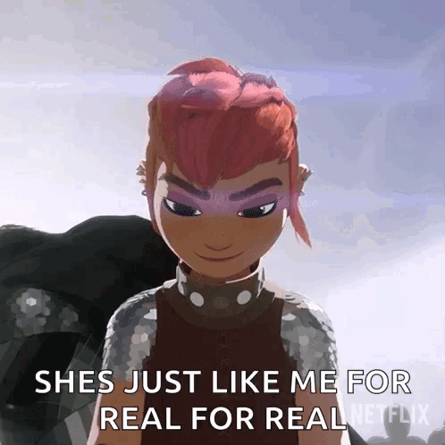 A Cartoon Character With Red Hair Is Saying She 'S Just Like Me For Real For Real Netflix GIF