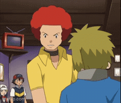 A Cartoon Character With Red Hair Is Standing Next To Another Character With Green Hair GIF