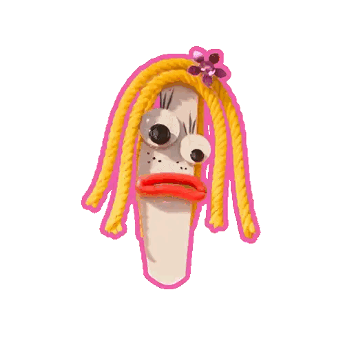 A Cartoon Character With Rope Hair And A Question Mark Behind It Sticker