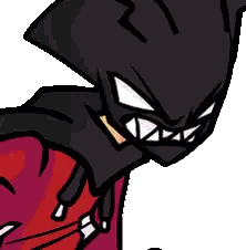A Cartoon Character With Sharp Teeth Is Wearing A Black Cape And A Red Shirt . Sticker