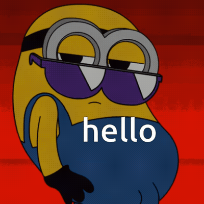 A Cartoon Character With Sunglasses And The Word Hello On His Shirt GIF