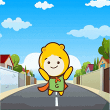 A Cartoon Character With The Letter G On Their Shirt GIF