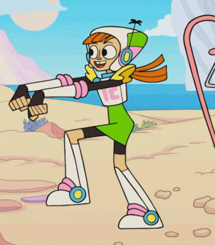 A Cartoon Character With The Letter L On Her Sleeve GIF