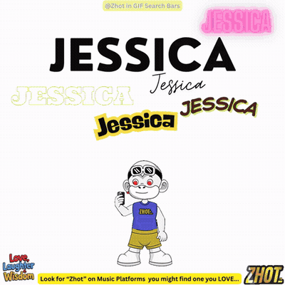 A Cartoon Character With The Name Jessica On The Top GIF