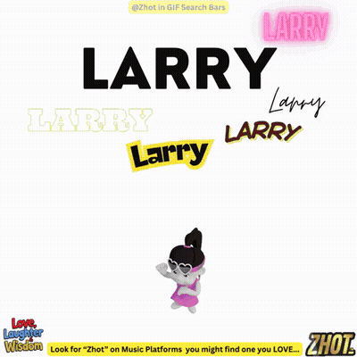 A Cartoon Character With The Name Larry On The Top GIF