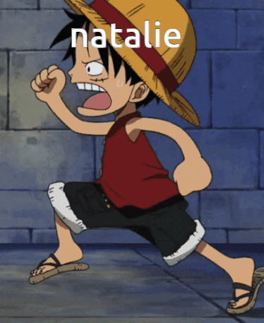 A Cartoon Character With The Name Natalie On The Top GIF
