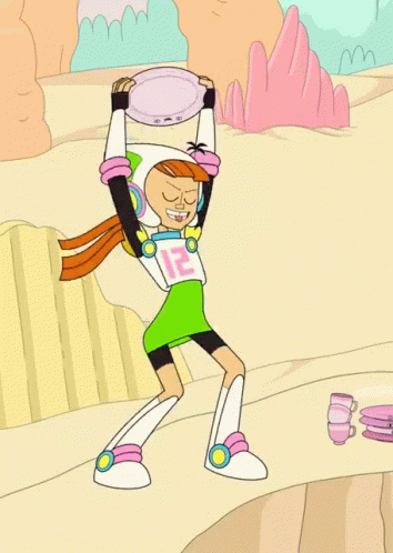 A Cartoon Character With The Number 16 On Her Shirt Is Holding A Ball GIF