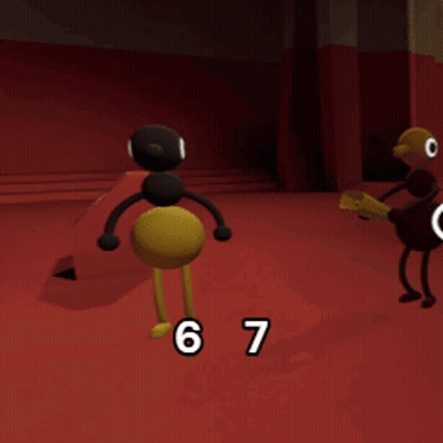 A Cartoon Character With The Number 6 And 7 On Their Legs GIF
