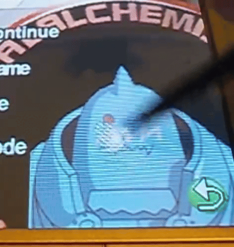 A Cartoon Character With The Word Alchemy On The Bottom GIF