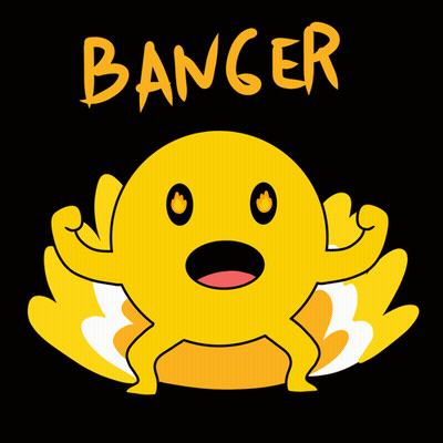 A Cartoon Character With The Word Banger Written On It GIF
