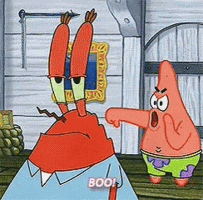 A Cartoon Character With The Word Boo On His Chest GIF