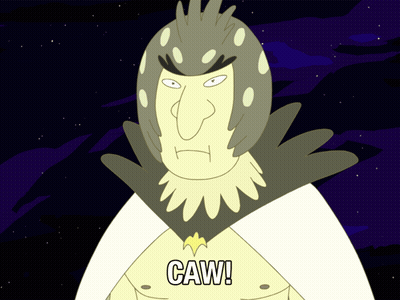 A Cartoon Character With The Word Caw Written On It GIF
