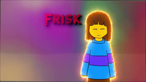 A Cartoon Character With The Word Frisk Written On It GIF