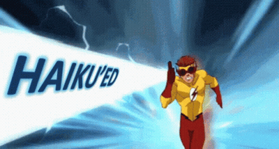 A Cartoon Character With The Word Haiku 'Ed On The Bottom Right GIF