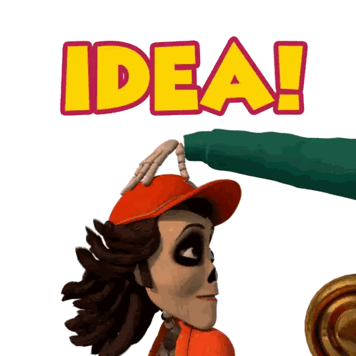 A Cartoon Character With The Word Idea Written Above Her GIF