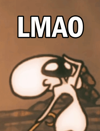 A Cartoon Character With The Word Lmao Written Above It GIF