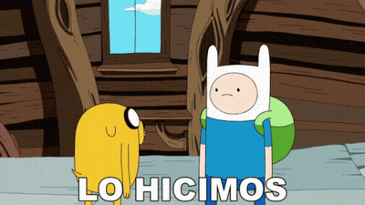 A Cartoon Character With The Word Lo Hicimos Written Below Him GIF