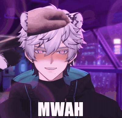 A Cartoon Character With The Word Mwah Written On His Face GIF