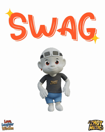 A Cartoon Character With The Word Swag On The Top GIF