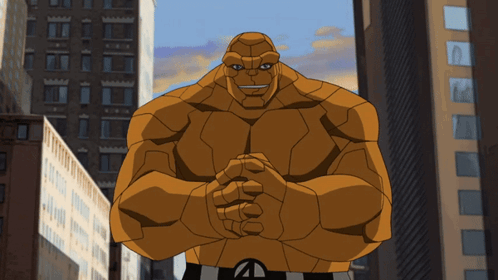 A Cartoon Character With The Word Thing On His Belt GIF