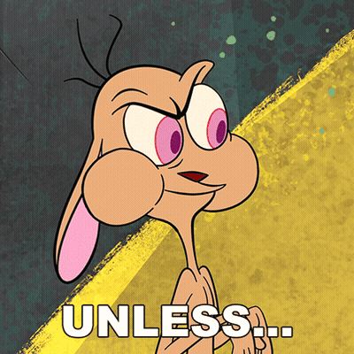 A Cartoon Character With The Word Unless On The Bottom Right GIF