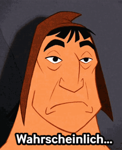 A Cartoon Character With The Word Wahrscheinlich On The Bottom Right GIF
