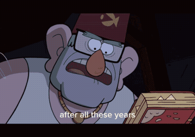a cartoon character with the words after all these years on the bottom