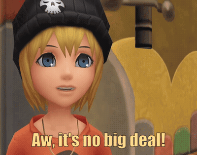 A Cartoon Character With The Words Aw It 'S No Big Deal On The Bottom GIF