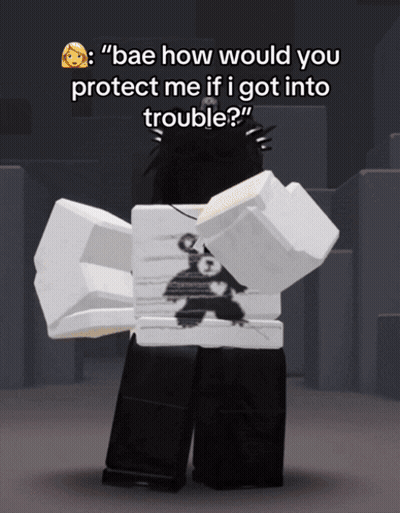 A Cartoon Character With The Words " Bae How Would You Protect Me If I Got Into Trouble " On It GIF