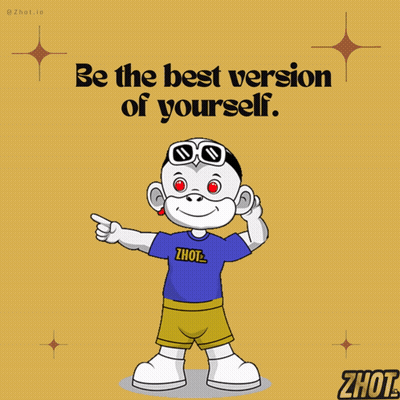 A Cartoon Character With The Words Be The Best Version Of Yourself On It GIF