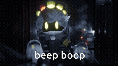 A Cartoon Character With The Words Beep Boop Written On The Bottom GIF