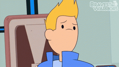 A Cartoon Character With The Words Bravest Warriors On The Bottom Right GIF