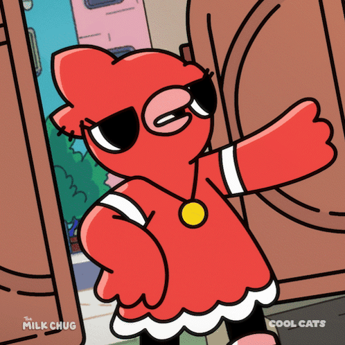 A Cartoon Character With The Words Cool Cats On The Bottom Right GIF