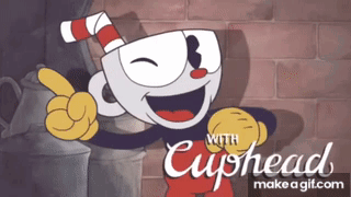 A Cartoon Character With The Words Cuphead On The Bottom GIF
