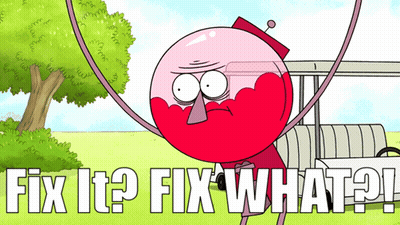A Cartoon Character With The Words Fix It Fix What GIF
