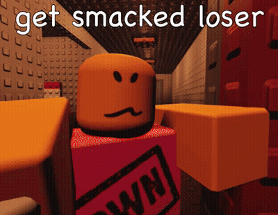 A Cartoon Character With The Words Get Smacked Loser GIF