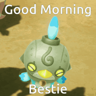 A Cartoon Character With The Words Good Morning Bestie Written Above It GIF