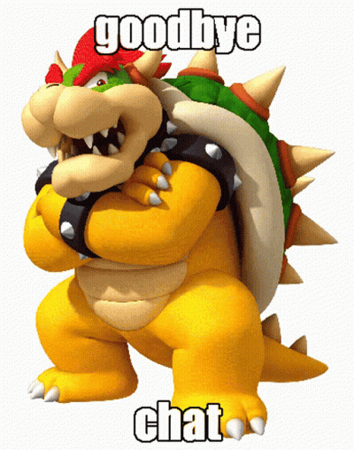 A Cartoon Character With The Words Goodbye Chat On The Bottom GIF