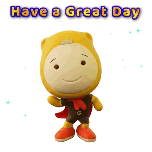 A Cartoon Character With The Words Have A Great Day Behind Him GIF
